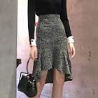 Ruffle-hem A-line Midi Skirt