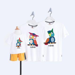 Family Matching Short-sleeve Owl Print T-shirt