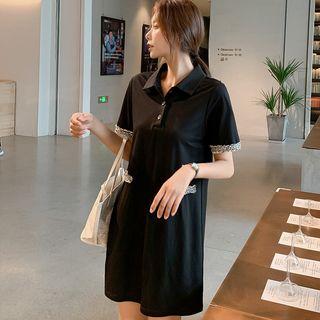 Contrast Trim Short-sleeve Mini T-shirt Dress