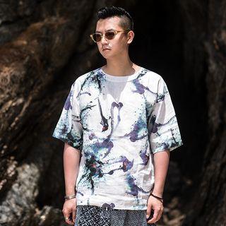 Tie-dye Elbow-sleeved T-shirt