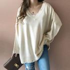 V-neck Distressed Oversized Sweater