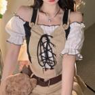 Lace-up Contrast Trim Vest