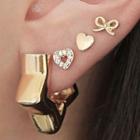 Set Of 4: Rhinestone / Alloy Earring (various Designs) 01 - Set Of 4 Pcs - Gold - One Size