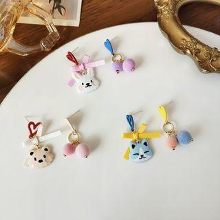 Animal Bead Asymmetrical Alloy Dangle Earring