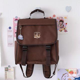 Badge Embroidered Flap Backpack