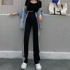 Contrast Stripe High-waist Straight-cut Pants