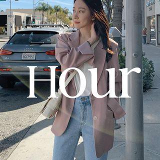Single-breasted Slit-sleeve Jacket Pink - One Size