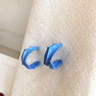 Irregular Open Hoop Earring 1 Pair - Blue - One Size