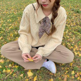 Collared Bow-neck Cardigan