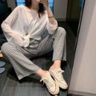 Long Sleeve T-shirt + Striped Pants Set
