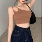 Strappy Cropped Top Milk Tea - One Size