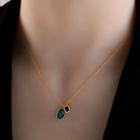 Stainless Steel Round Necklace Green - One Size