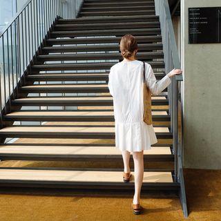 Pleated-hem Cotton Dress