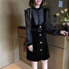 Dotted Chiffon Blouse / Suspender Shorts / Suspender Skirt / Set