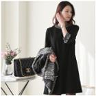 3/4-sleeve Tweed-detail Dress