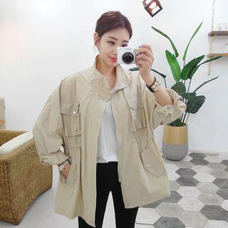 Flap-pocket Drawstring Safari Jacket