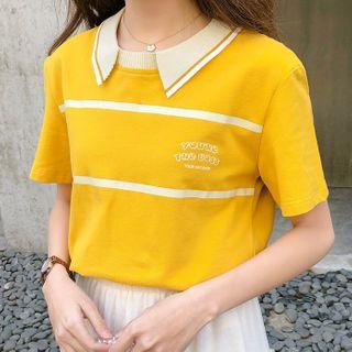 Collared Short-sleeve T-shirt Yellow - One Size