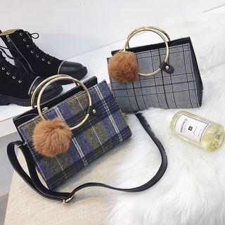Houndstooth / Plaid Hoop Handle Satchel