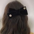 Flower Bow Velvet Hair Clip 1 Pc - Black - One Size