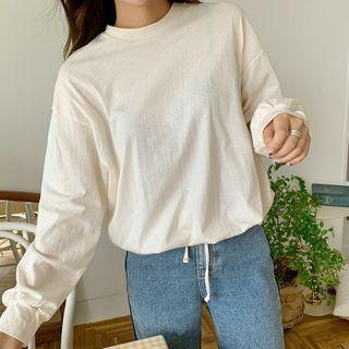Drop-shoulder Drawstring-hem T-shirt