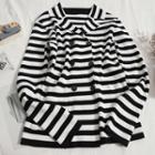 Double Breasted Striped Blazer Striped - Black & White - One Size