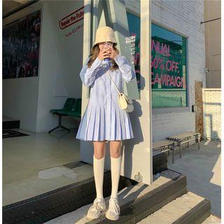 Pleated Mini A-line Shirtdress / Blazer