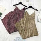 Sleeveless Snowflake-print A-line Dress