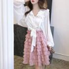 Bow Blouse / Ruffle Tiered Skirt