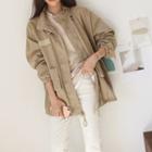 Belted-detail Zip-up Parka