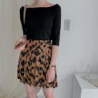 Inset Shorts Leopard Silky Skirt