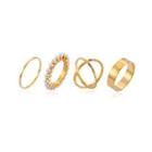 Set Of 4: Alloy Ring Gold - One Size