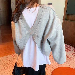 Mock Two-piece Cross Back Printed Sweatshirt
