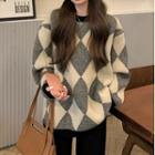 Argyle Sweater Black & Beige - One Size