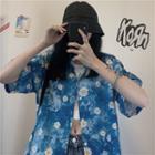 Short-sleeve Daisy Print Tie-dyed Shirt