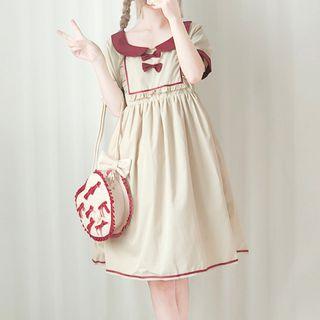 Short-sleeve Peter Pan Collar Mini A-line Dress