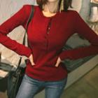 Long-sleeve Slim-fit Knit Henley