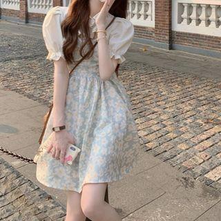 Spaghetti Strap Floral Mini A-line Dress / Blouse