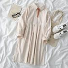 Long-sleeve A-line Shirtdress Almond - One Size