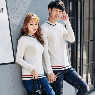 Couple Matching Striped Trim Sweater
