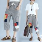 Color Block Loose-fit Drawstring Pants