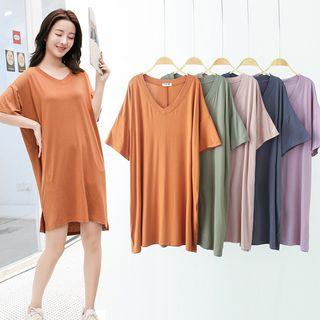 V-neck Short-sleeve Sleep Dress