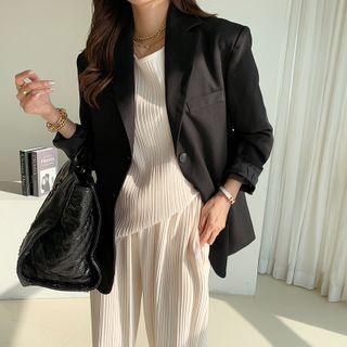 Single-breasted Formal Blazer Black - One Size