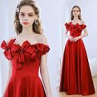 Off-shoulder Bow Evening Gown