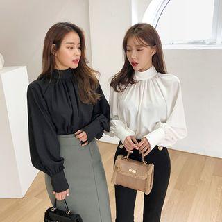 High-neck Sleek Peasant Blouse