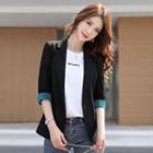 Color Block Elbow-sleeve Blazer