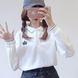 Crown Embroidered Polo Pullover