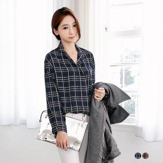 Vintage Print Drop-shoulder Surplice Shirt