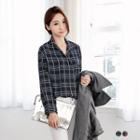 Vintage Print Drop-shoulder Surplice Shirt