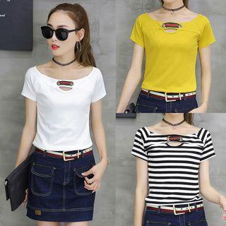 Cutout-front Short-sleeve T-shirt