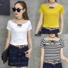Cutout-front Short-sleeve T-shirt